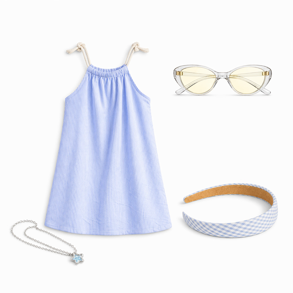 H&M Girls Blue Stripe Dress | Worn Few Times + New Accessories